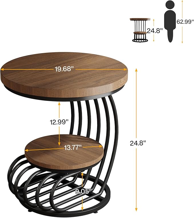 Tribesigns Round End Side Table: Side Table - Image 2