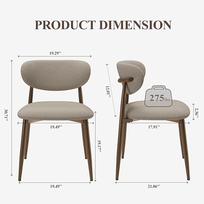 Dining Chairs Set of 2, Ergonomic Fabric Upholstered Seating - Image 2