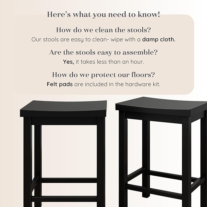 Grain & Grove Smith Collection Set of 2 Solid Wood Counter Height Bar Stools - Image 5