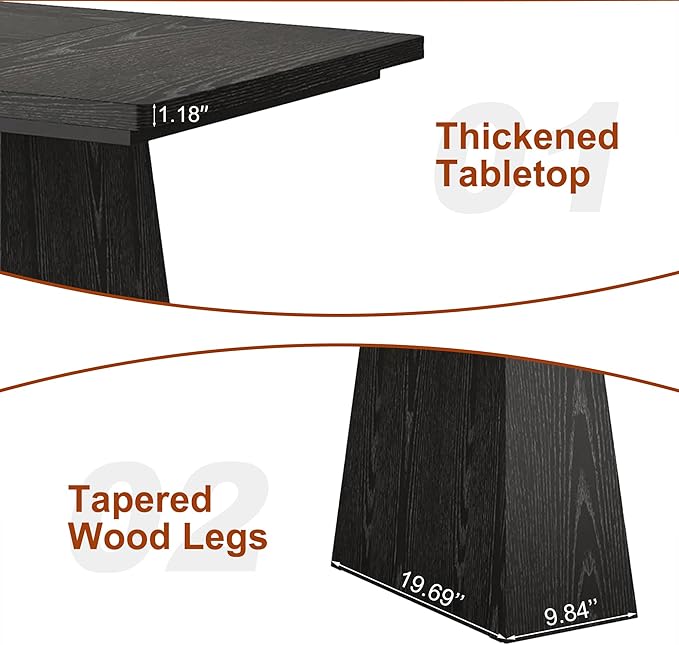 63 Inch Dining Table for 4-6, Modern Kitchen Dinner Table - Image 3