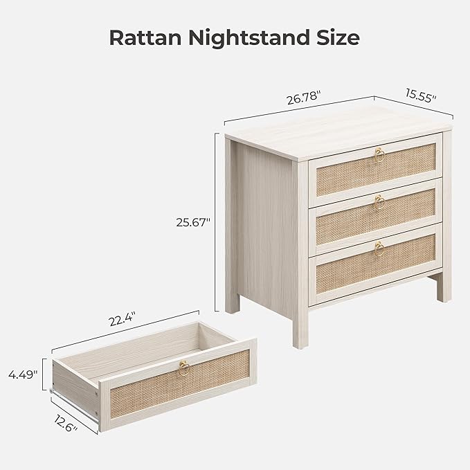 SICOTAS White Night Stand with Drawers - Image 2