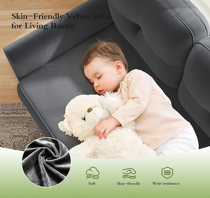 Small Sofa Couch, Soft Velvet Love Seat Couches, Small Couch - Image 5