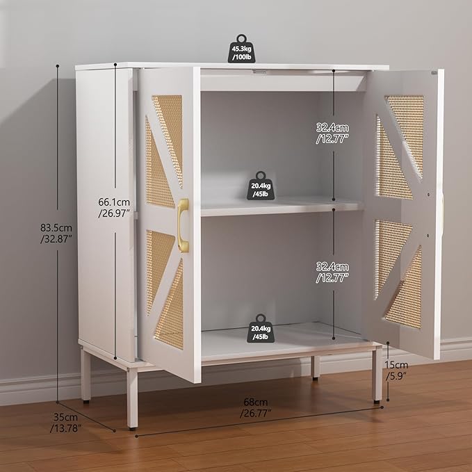 Buffet Cabinet with Storage Sideboard Accent Modern Credenza with Doors & - Image 2