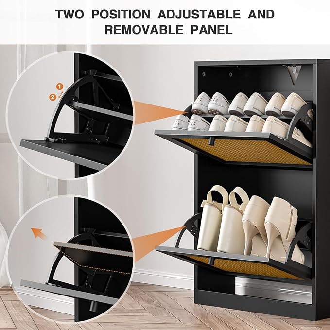 Rattan Shoe Cabinet for Entryway Slim, Entrance Shoe Cabinet - Image 3