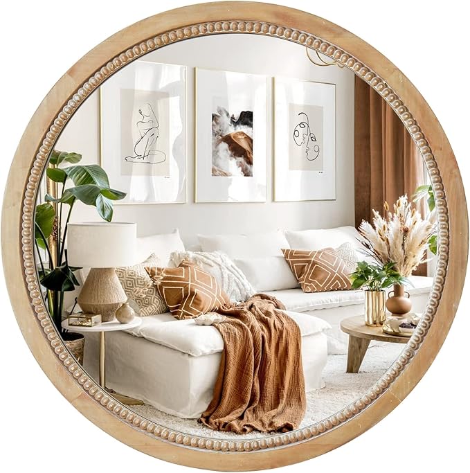 Sawsile Round Decorative Circle Farmhouse Style Mirror by sawsile