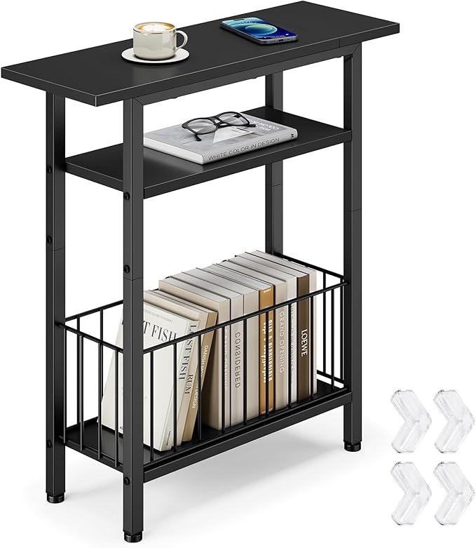 Vagusicc Narrow Side Table, 3-Tier Skinny End Table by Vagusicc