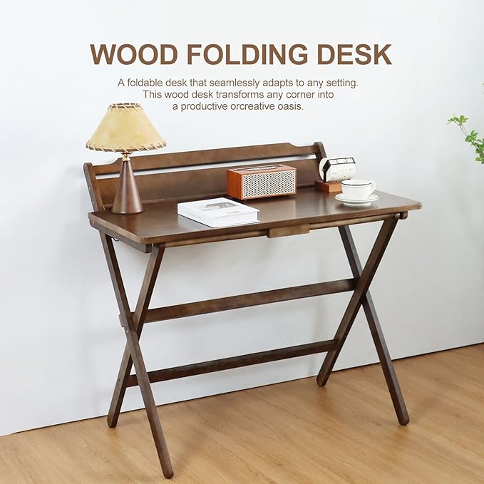 Folding Desk No Assembly Required Small Size, Foldable Computer Desk - Image 3