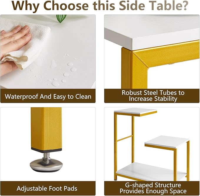 G-Shaped End Table for Living Room, Sofa Table Corner Tables, Nightstand - Image 4