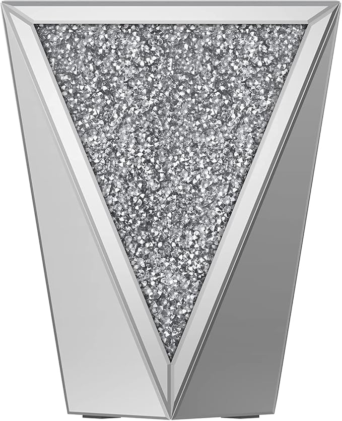 ENENE 19.7" Mirrored End Table Crystal Diamond Setting Coffee Table Silver - Image 9