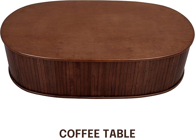 NTC Stream Coffee Table, Modern Oval Wooden Center Table - Image 6