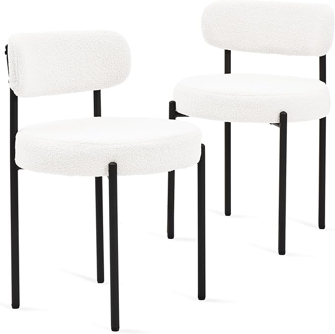 Dining Chairs Set of 2, Curved Backrest Upholstered Dining Room Chairs - Image 9