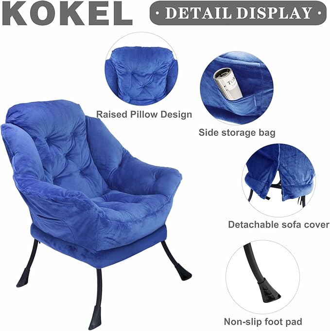 Kokel Lazy Chair with Folding Ottoman, Living Room Chairs - Image 4
