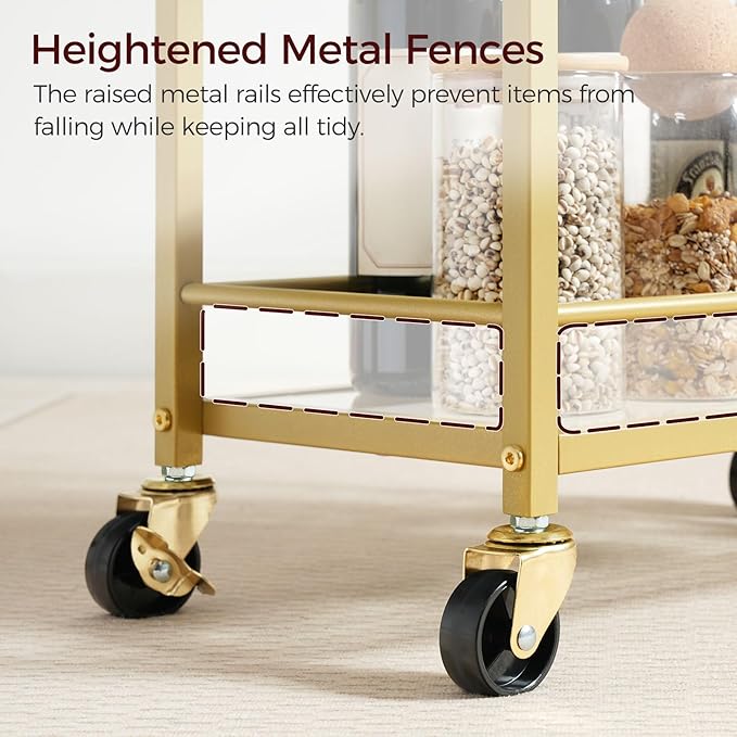 Bar Cart for The Home, 3-Tier Drink Cart on Wheels, Home Bar Serving Cart - Image 5