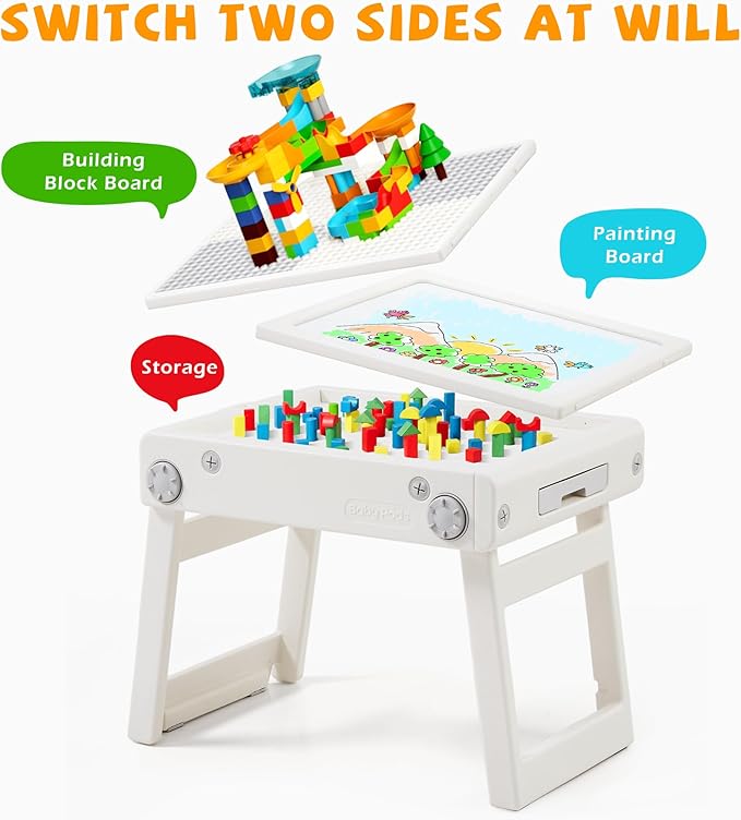 Toddler Table and Chair Set, Foldable Building Block Table - Image 3