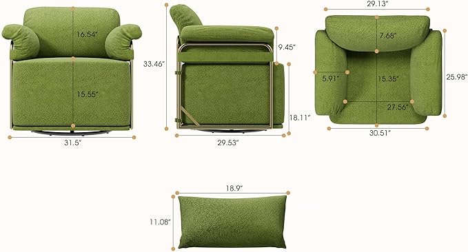 KEIKI Modern Comfy Swivel Accent Reading Chair - Image 2