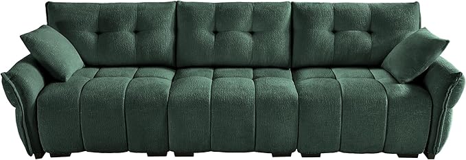 Modern Chenille Fabric 3-Seat Sofa w/ 2 Pillows, Premium Upholstery Living Room - Image 4