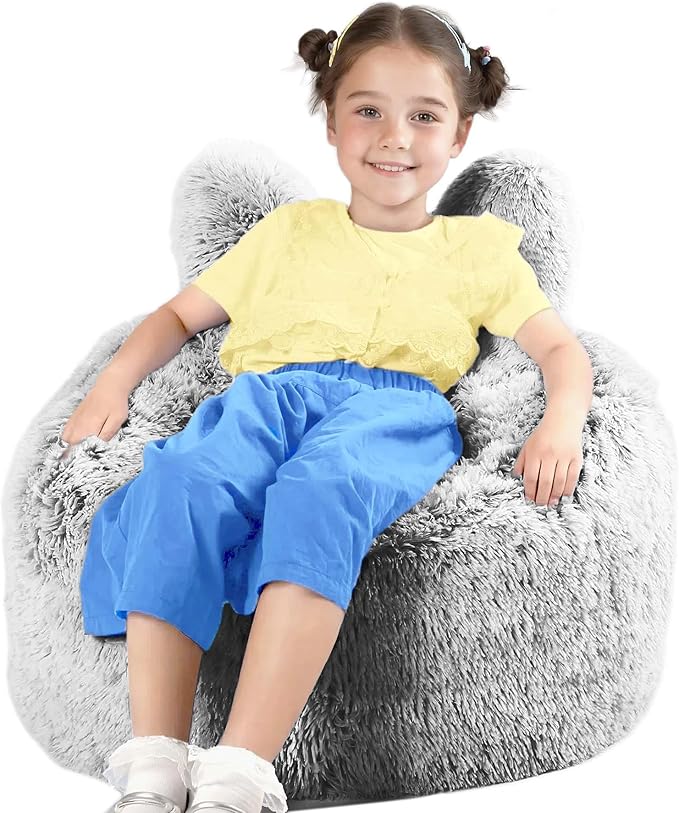 Bean Bag Chair for Kids with Plush Faux Fur Cover, 2.5FT Memory Foam Filled by Unknown