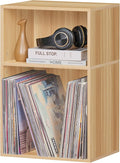 LEYAOYAO 2 Cube Bookshelf, Natural Record Player Stand Holds up to 100 Albums by LEYAOYAO-Findtheshiningpointofyourideallife%EF%BC%81