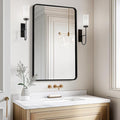 USHOWER Black Bathroom Mirror for Over Sink 24 x 36 Inch, Metal Frame Rectangle by USHOWER