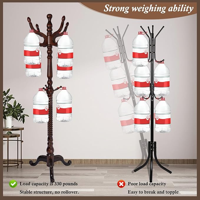 Wooden Coat Rack Freestanding, Vintage Coat Racks - Image 4