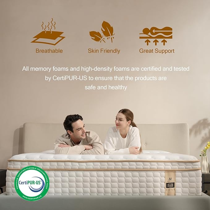 Queen Mattress, 12 Inch Queen Size Mattresses in a Box, Memory Foam Hybrid - Image 2
