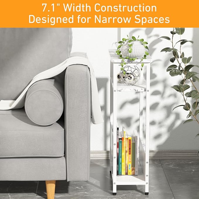 7.1" Narrow Side Table for Small Spaces, 3 Tier Small End Table - Image 5
