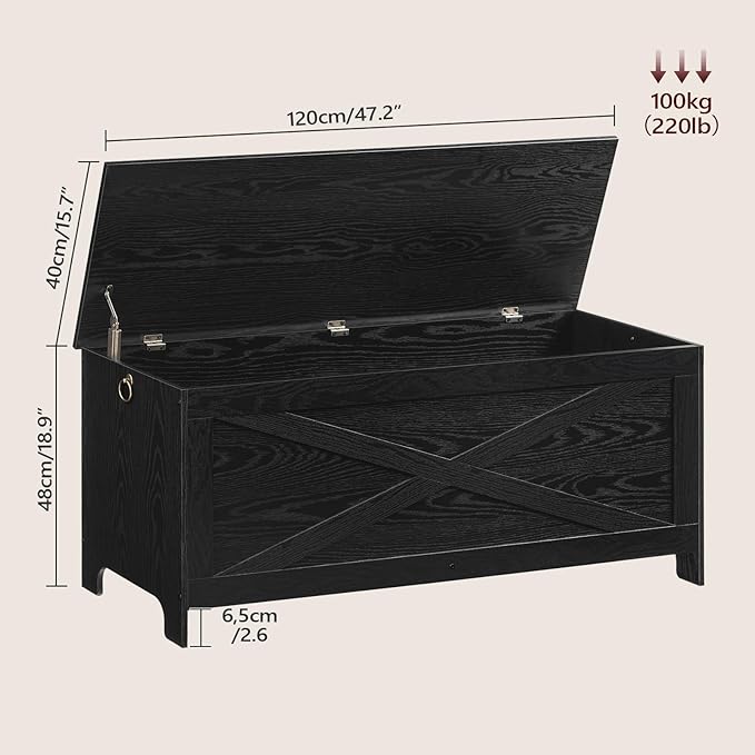 47.2" Toy Chest, Sturdy Entryway Storage Chest - Image 3