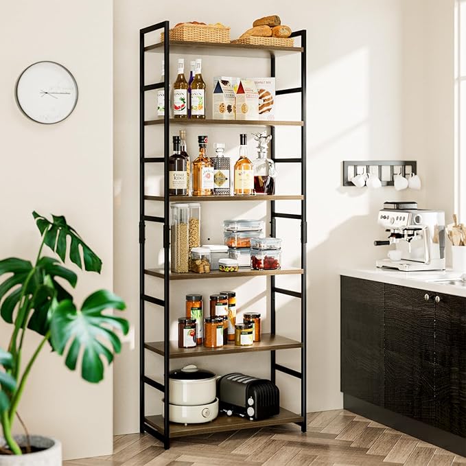 NUMENN 6 Tier Bookshelf, Tall Bookcase Shelf Storage Organizer, Modern Book - Image 2