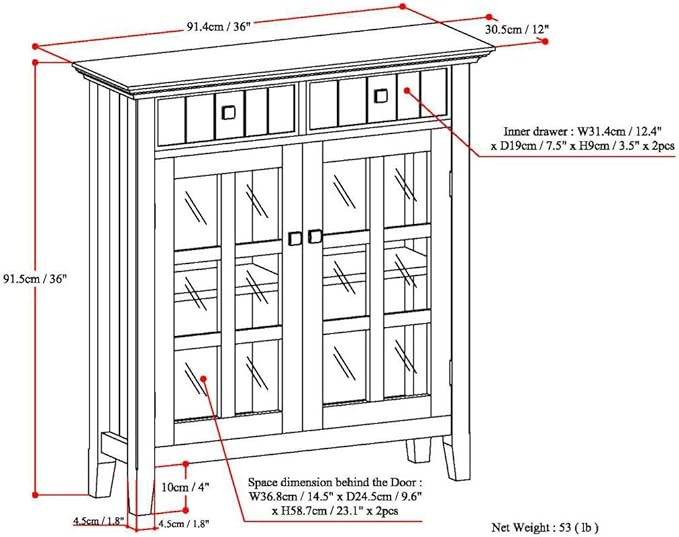 SIMPLIHOME Connaught 40-inch Wide Solid Wood Storage Cabinet in Farmhouse Grey - Image 14