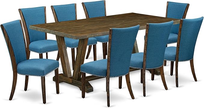 East West Furniture V777VE721-9 9 Piece Modern Dining Table Set Includes a by EastWestFurniture
