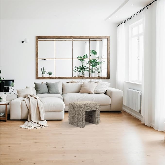 Get Set Style Vanity Stool Chair, Modern Wool Ottoman Foot Stool - Image 6
