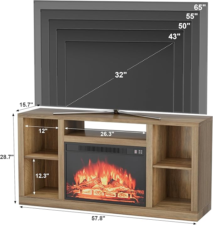 YESHOMY Electric Fireplace TV Stand - Image 9