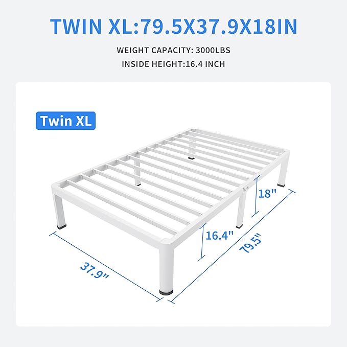 MAF 18 Inch Twin XL Bed Frames White - Image 2
