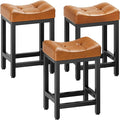 Dripex Backless Saddle Bar Stools Set of 3, Modern Faux Leather 24'' Counter by Dripex
