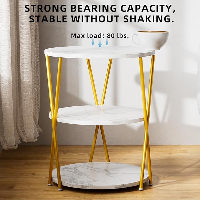 Big Side Table, 3-Tier Large Size Round End Table - Image 4
