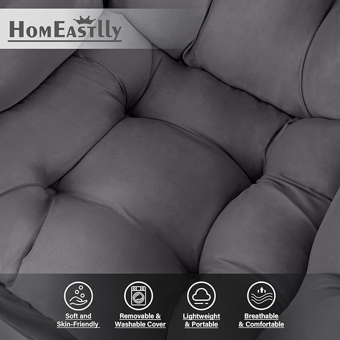 Lazy Chair with Ottoman, Reading Armchair with Armrests and Footrest, Large - Image 5