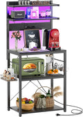 Aheaplus Bakers Rack with Power Outlet, Microwave Stand, 5 Tiers Coffee Bar by Aheaplus