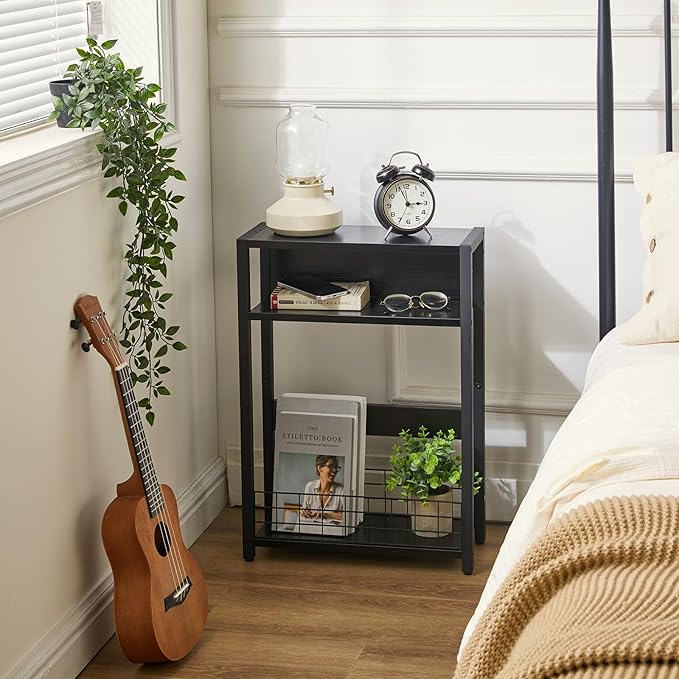 IBUYKE Narrow Side Table with Storage Shelf, 3 Tier End Table, Modern Sofa Table - Image 9