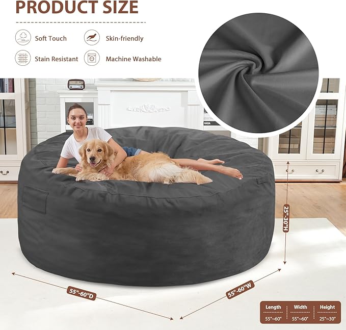 6FT Bean Bag Chair, Large Bean Bag Chairs - Image 3