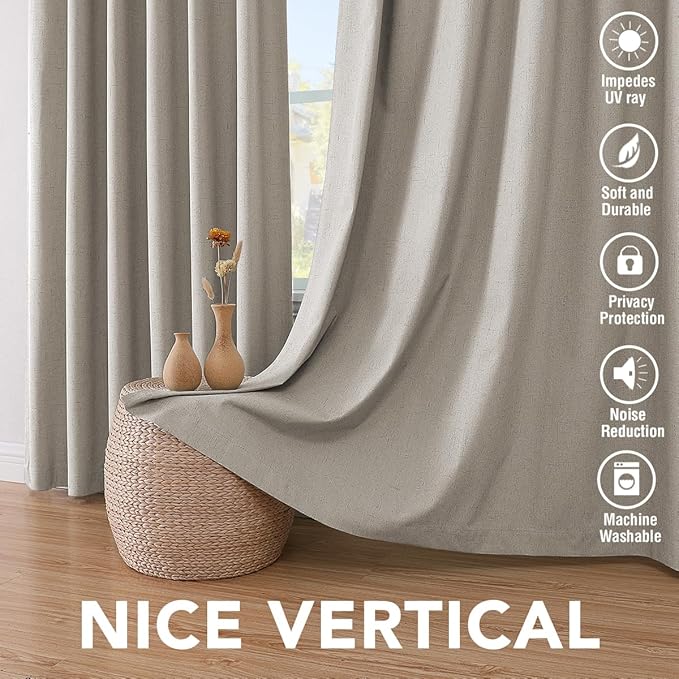 H.VERSAILTEX Linen Blackout Curtains 54 Inches Long 100% Absolutely Blackout - Image 7