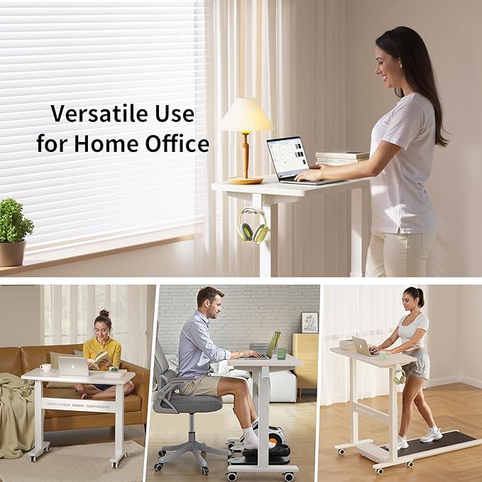 Mobile Walking Pad Desk with Wheels, Pneumatic Small Rolling Standing Desk - Image 7