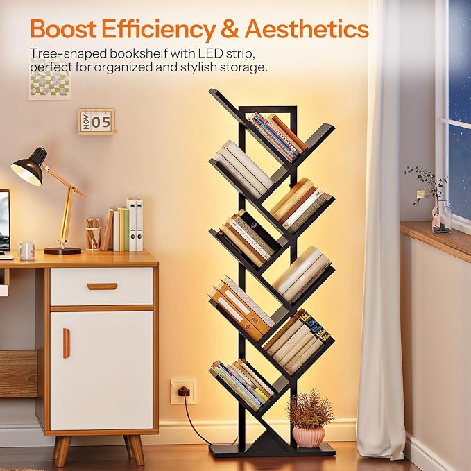 HOOBRO Tree Bookshelf, 9-Tier Tree Bookshelf - Image 3