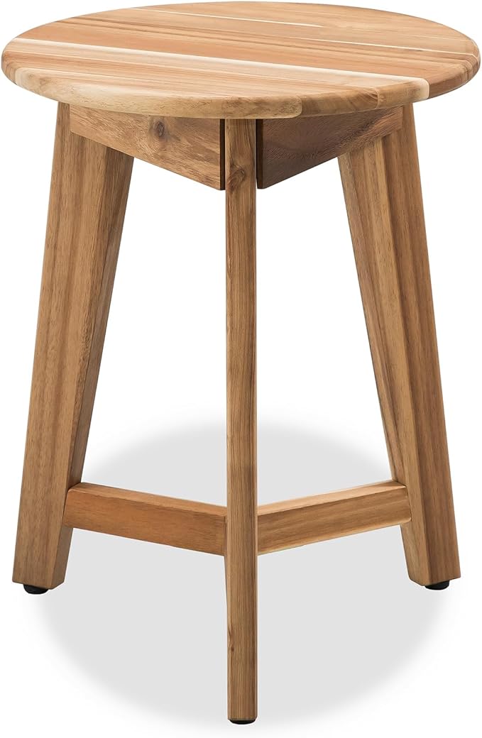 Round Side Table – Acacia Wood End Table by VICTORYRELAX