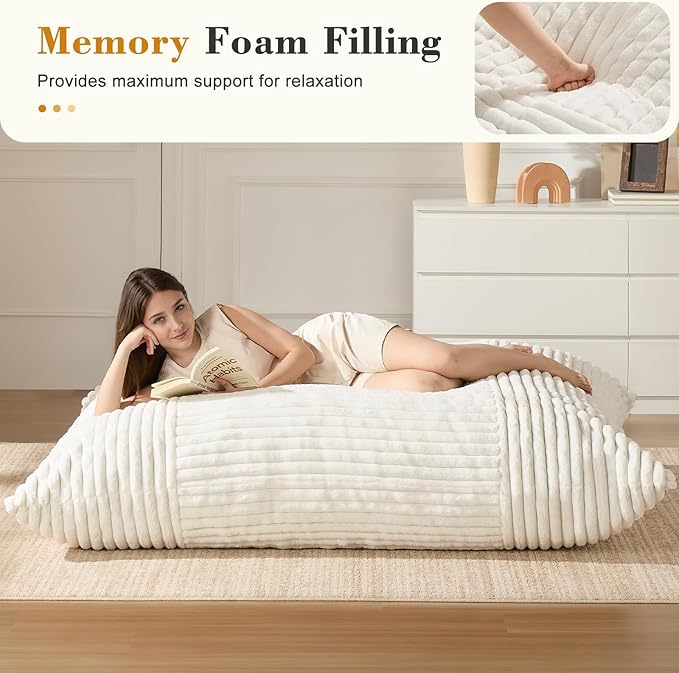 3-in-1 Giant Bean Bag Chair for Adults & Kid, Convertible Floor Sofa to Mattress - Image 2