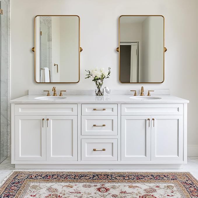 ANDY STAR Gold Pivot Mirror, Farmhouse Rectangle Bathroom Mirror - Image 3