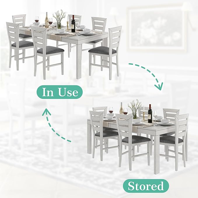 6-Piece Solid Wood Dining Table Set - Image 6
