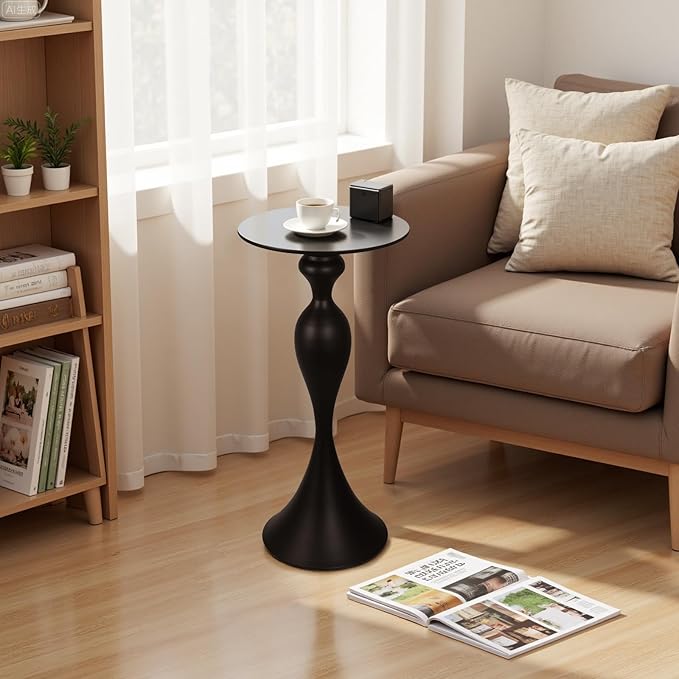 Small Accent Meatl Side Tables, Metal Round Martini Table, Vintage Side End - Image 2