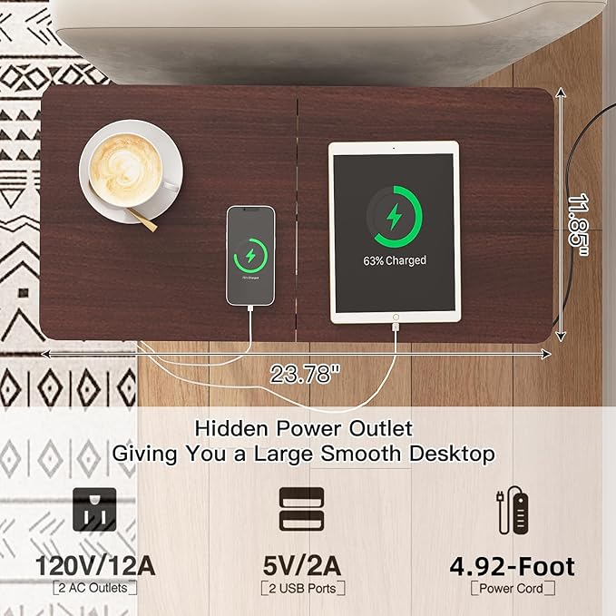 LIDYUK End Table with Charging Station, Narrow Side Table with Drawer and USB - Image 3