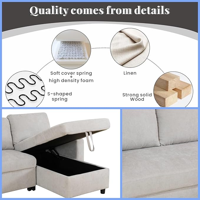 Sofa Bed Pull Out Couch, Convertible L Shaped Sleeper Sofa - Image 4