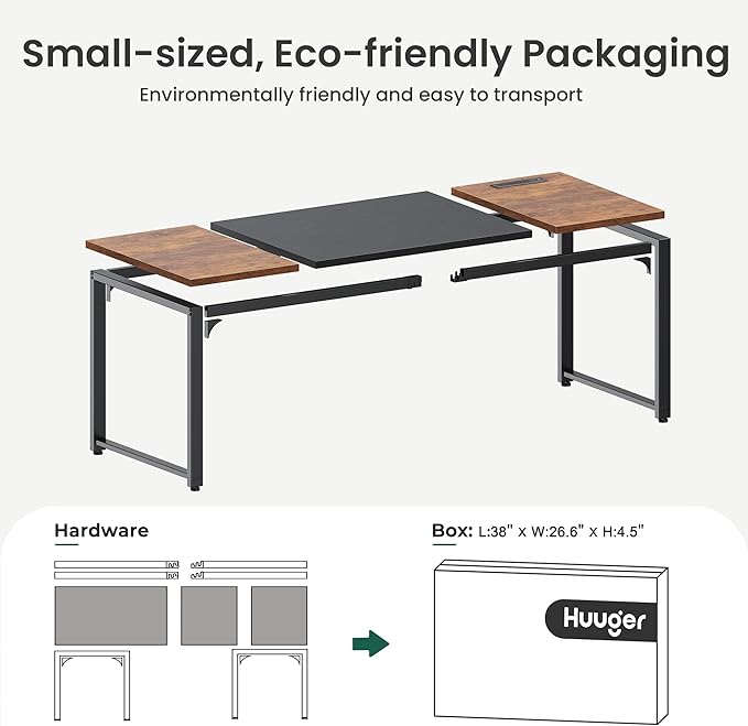 Huuger 63 x 24 inch Desk with Power Outlets & USB-C, Deeper & Thicker Desktop - Image 9